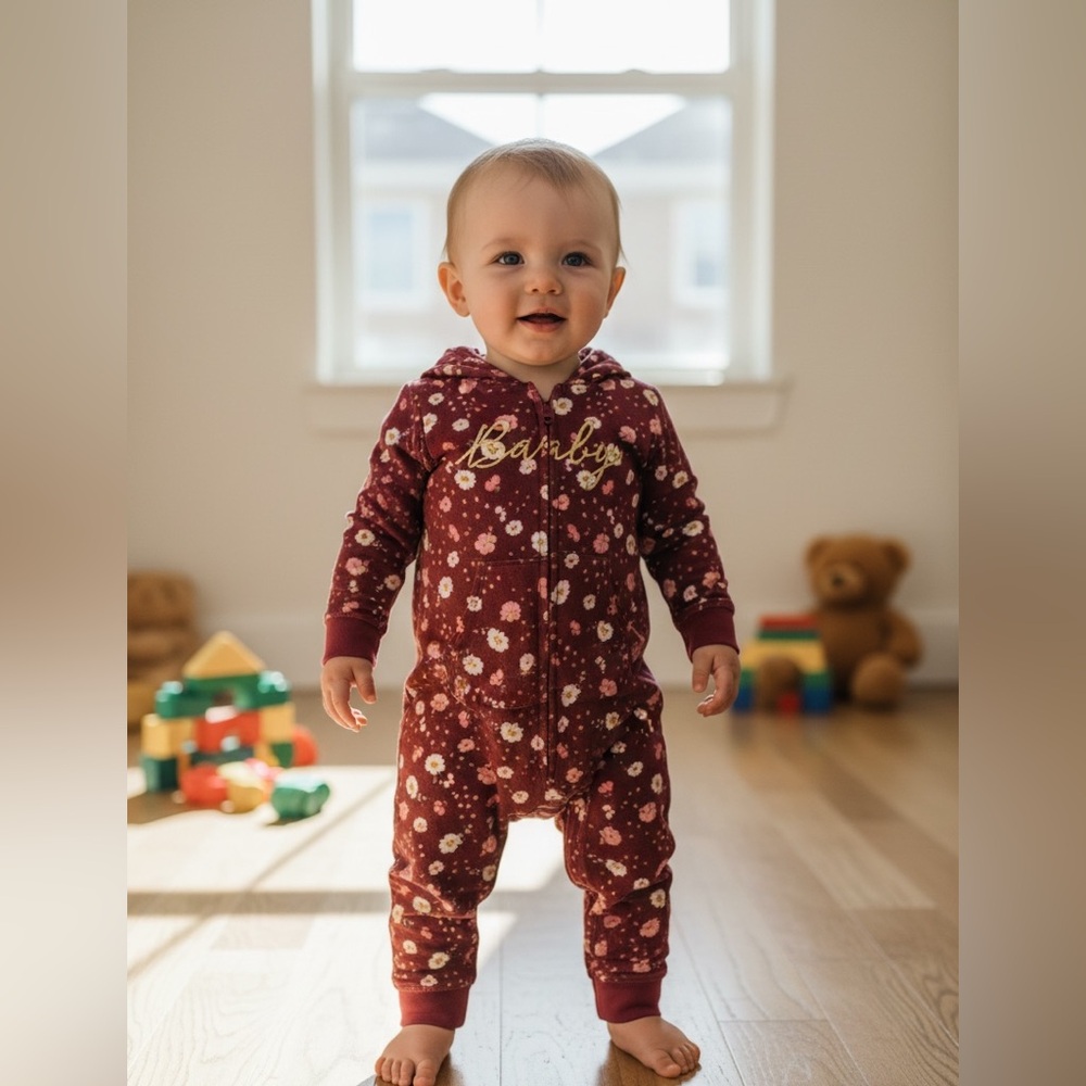 Lovely Floral Hooded Onesie for Toddler Girl - 24M